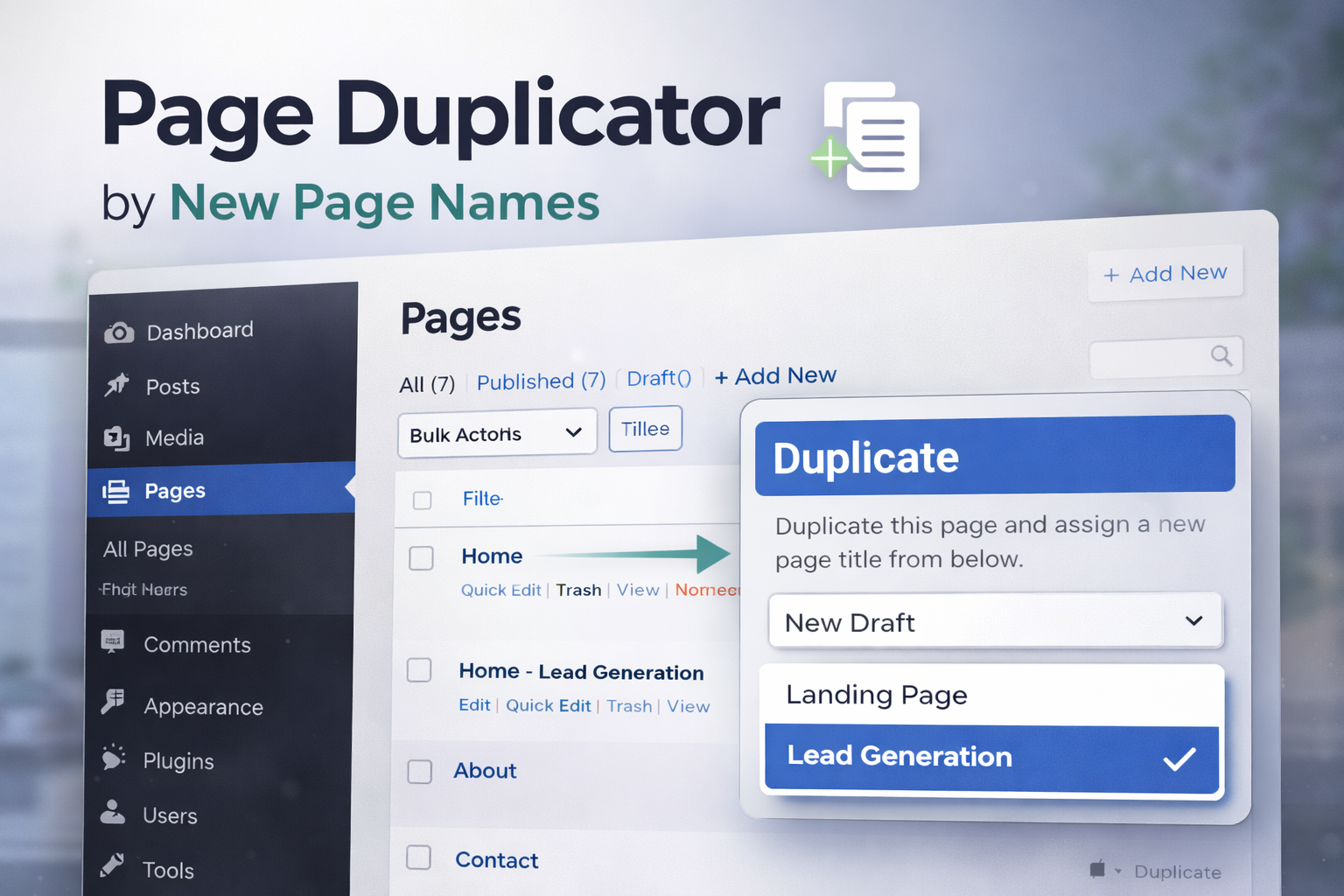 Page Duplicator by New Page Names